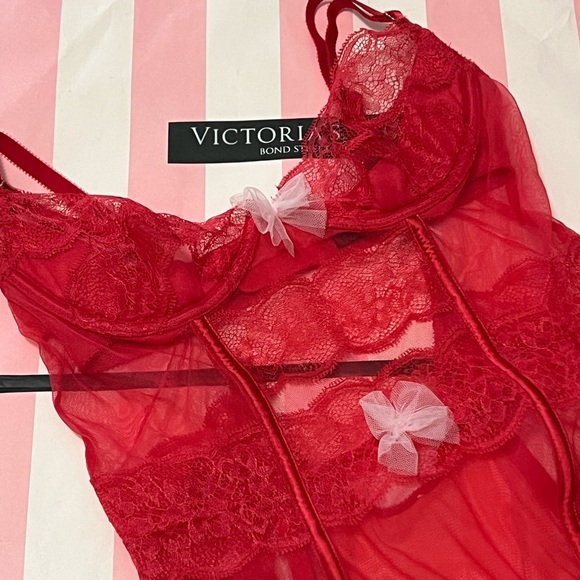 Victoria’s Secret Limited CHRISTMAS Edition Lace Corset Garter Slip - Picture 3 of 5